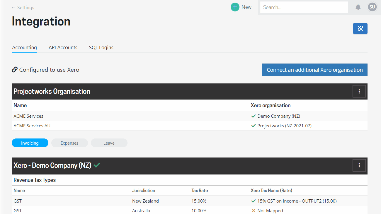 Using Xero tracking categories on invoices